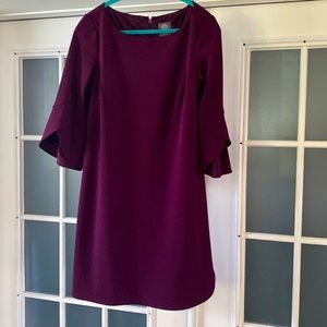 Vince Camuto Bell-sleeved Dress. Eggplant. Size 8